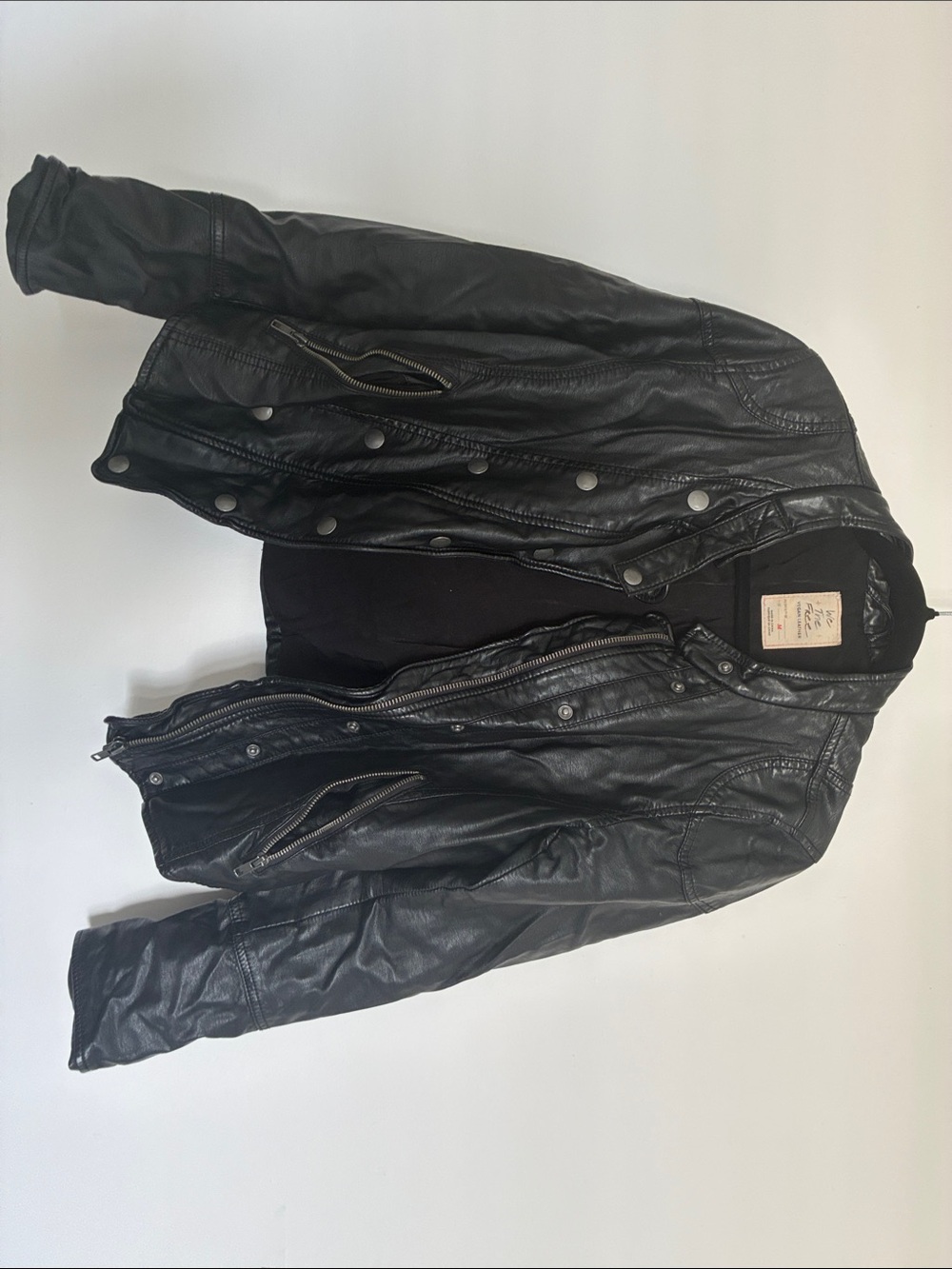 We The Free Women's Black Leather Moto Jacket